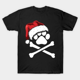 Dog Paw In Santa Hat Christmas Gift For Pet Lover T-Shirt